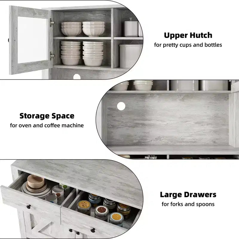 Dispensa Moderna da Cucina, Mobile Contenitore Autoportante per Cibo, Stoviglie e Articoli di Base, Ideale per l'Organizzazione della Sala da Pranzo, Design Contemporaneo