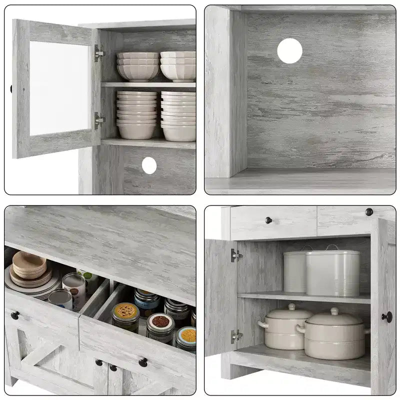 Dispensa Moderna da Cucina, Mobile Contenitore Autoportante per Cibo, Stoviglie e Articoli di Base, Ideale per l'Organizzazione della Sala da Pranzo, Design Contemporaneo