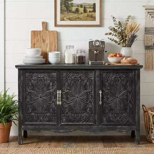 Meuble d'appoint 3 portes avec étagères réglables