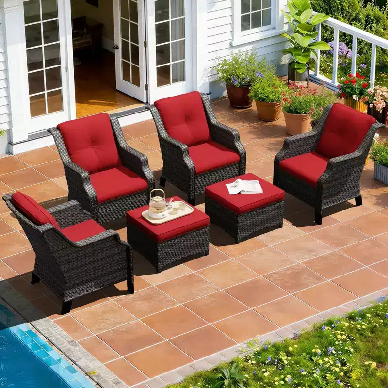 Set modulare di 4 sedie con 2 pouf UPTIOT