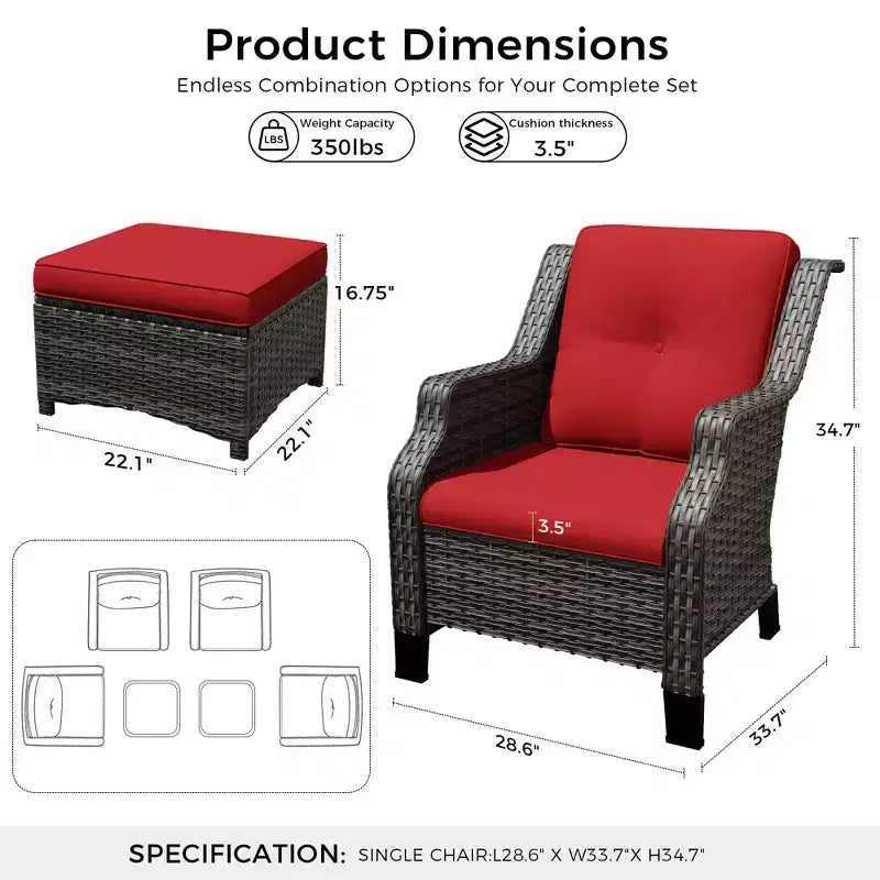 Set modulare di 4 sedie con 2 pouf UPTIOT