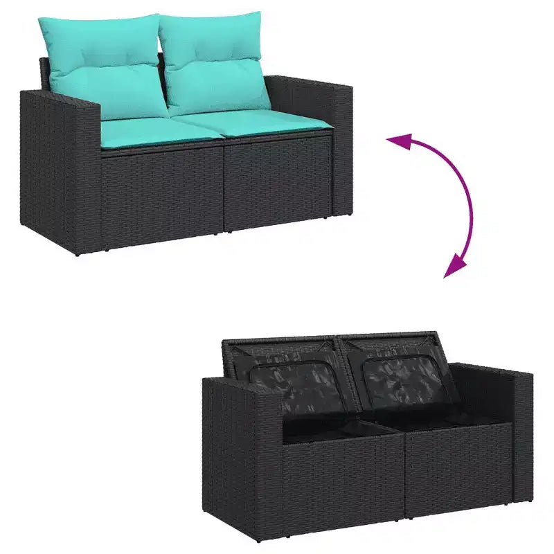 vidaXL Set Divani da Giardino 7 pz con Cuscini in Polyrattan