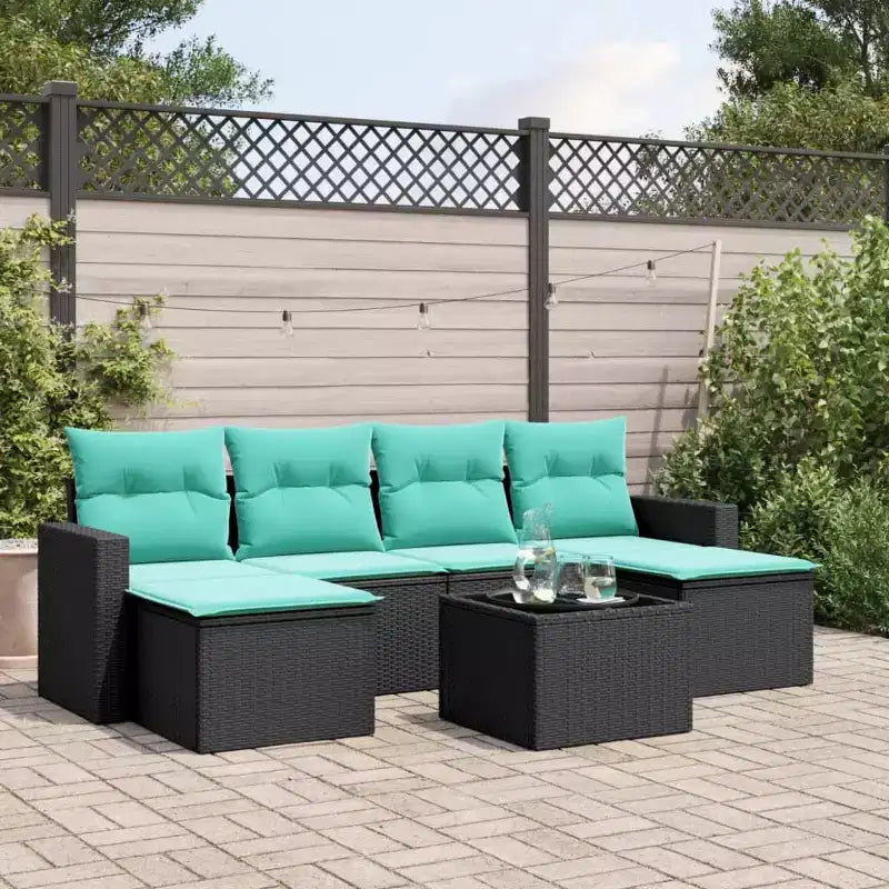 vidaXL Set Divani da Giardino 7 pz con Cuscini in Polyrattan