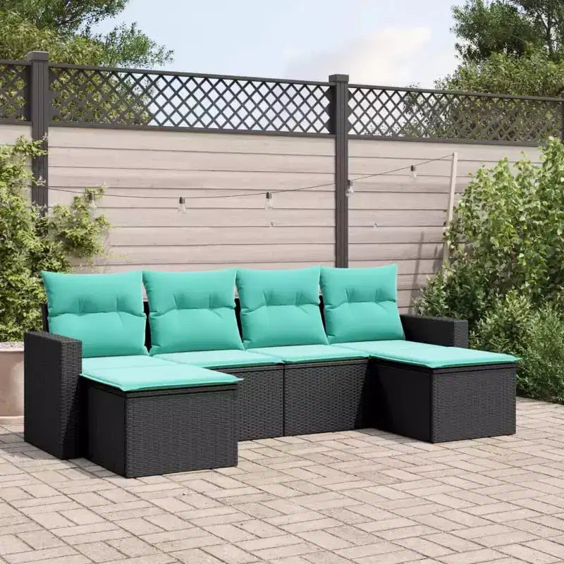 vidaXL Set Divani da Giardino 7 pz con Cuscini in Polyrattan