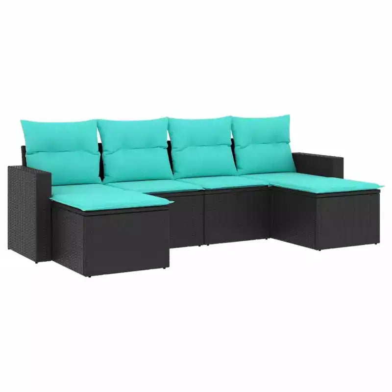 vidaXL Set Divani da Giardino 7 pz con Cuscini in Polyrattan