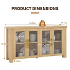 COZONY Buffet avec portes en verre trempé, buffet de rangement en bois pour salle à manger, salon, cuisine