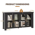 COZONY Buffet avec portes en verre trempé, buffet de rangement en bois pour salle à manger, salon, cuisine