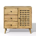 Armadietto contenitore, mobile bar con ripiani regolabili, credenza vintage, legno naturale