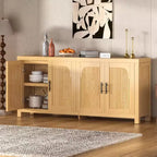 COZONY 71 Mobile Buffet Contenitore da Fattoria con 4 Ante, Ripiani Regolabili, Rovere Chiaro