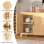 COZONY 71 Mobile Buffet Contenitore da Fattoria con 4 Ante, Ripiani Regolabili, Rovere Chiaro