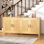 COZONY 71 Mobile Buffet Contenitore da Fattoria con 4 Ante, Ripiani Regolabili, Rovere Chiaro