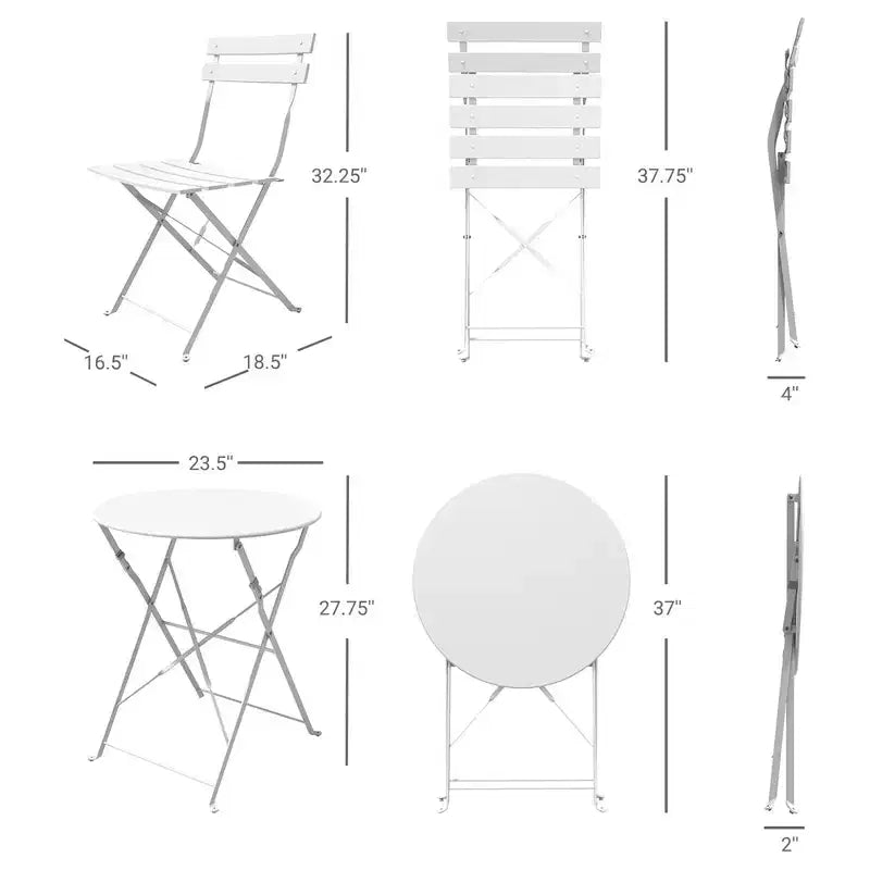 Set Tavolo e Sedie Pieghevoli Portatili da Esterno Tre Pezzi