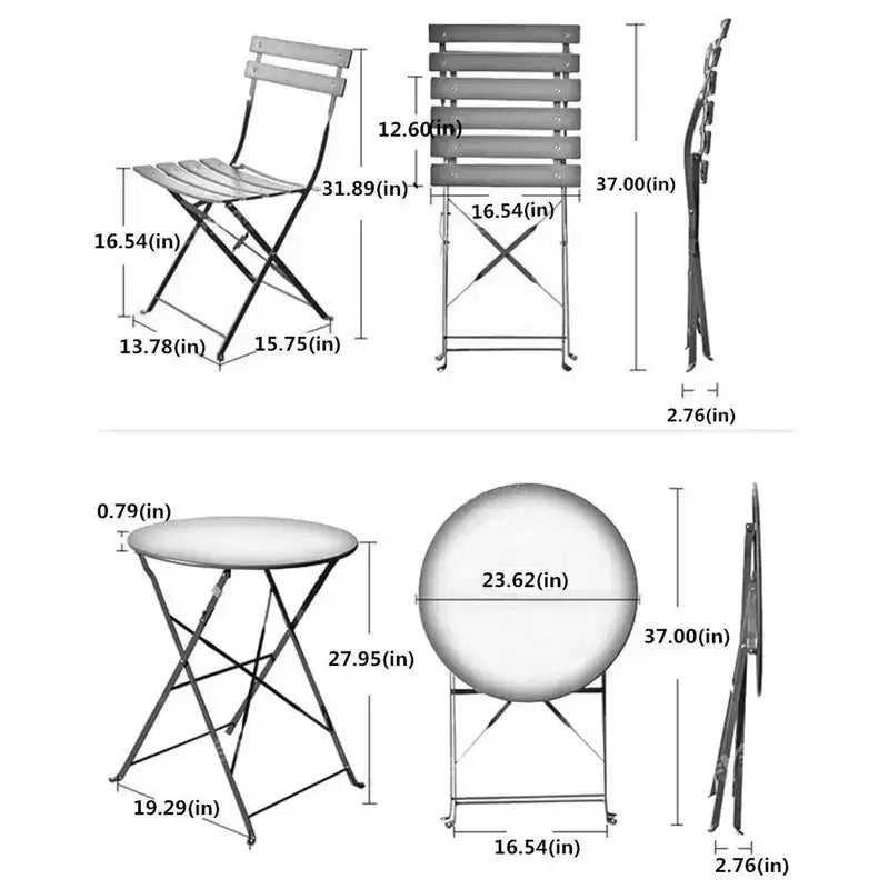 Set Tavolo e Sedie Pieghevoli Portatili da Esterno Tre Pezzi