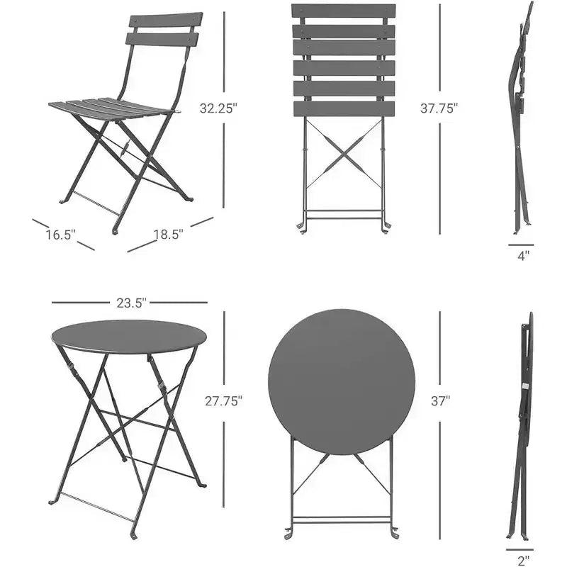 Set Tavolo e Sedie Pieghevoli Portatili da Esterno Tre Pezzi