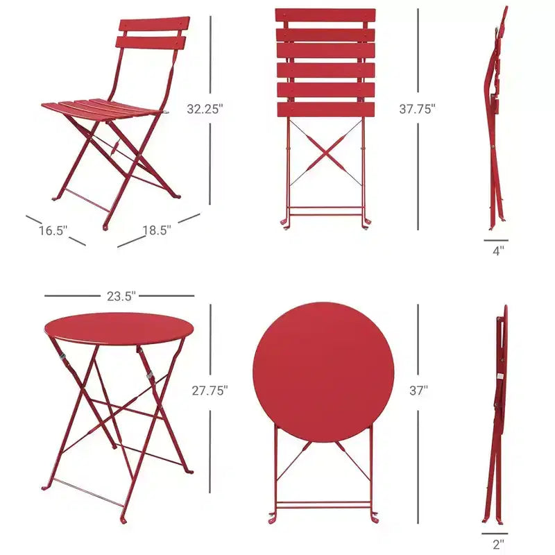 Set Tavolo e Sedie Pieghevoli Portatili da Esterno Tre Pezzi
