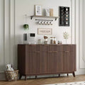 Farmhouse Buffet Sideboard Cabinet with Drawers & Doors, Fluted Wood Coffee Bar Storage Cabinet with Adjustable Shelves for Kitchen Dining Room