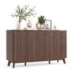 Madia a buffet in stile rustico con cassetti e ante, credenza per angolo caffè in legno scanalato con ripiani regolabili per cucina e sala da pranzo