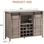 Meuble de bar de ferme avec porte coulissante, station à vin et café rustique 47", range-bouteilles 16 bouteilles, étagères réglables pour salle à manger, cuisine