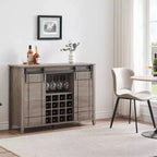 Meuble de bar de ferme avec porte coulissante, station à vin et café rustique 47", range-bouteilles 16 bouteilles, étagères réglables pour salle à manger, cuisine
