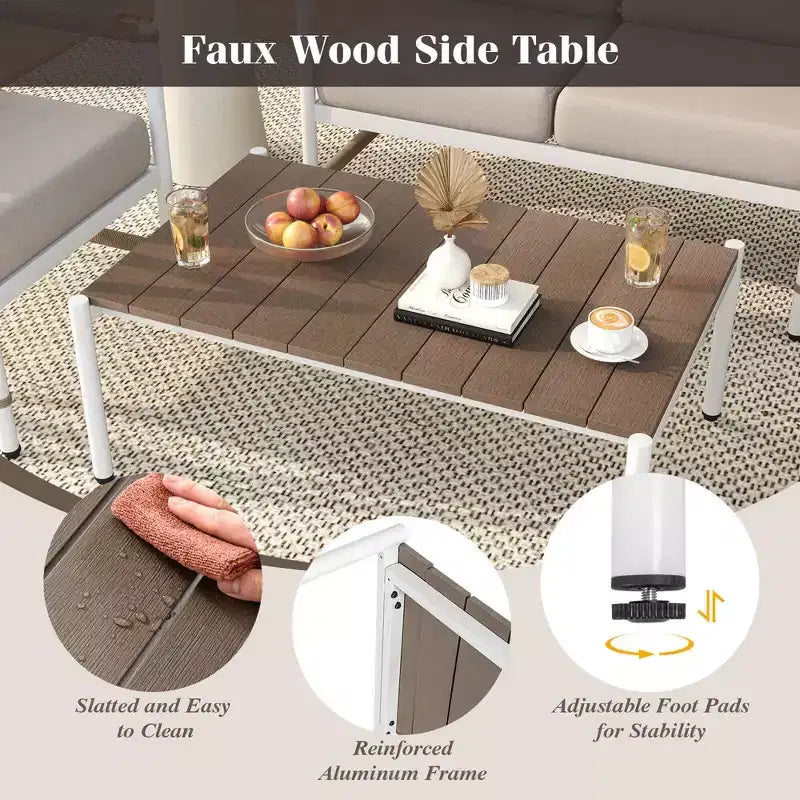 Costway Set Mobili da Giardino 4/8 Pezzi Divano da Esterno con Tavolino e 2 Sedie Singole