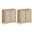 2 Piece Rattan Sideboard Buffet Cabinet, Freestanding Storage with Adjustable Shelves, Boho Credenza Coffee Bar for Kitchen/Living Room/Entryway