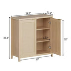 Credenza/Mobile a Buffet in Rattan, 2 Pezzi, Mobile Contenitore Autoportante con Ripiani Regolabili, Credenza Stile Bohemien per Caffetteria/Cucina/Soggiorno/Ingresso