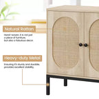Set di 2 cassettiere in rattan, 2 ante in rattan e legno, larghezza 80 cm, ripiani regolabili, piedini in metallo per ingresso/soggiorno/cucina