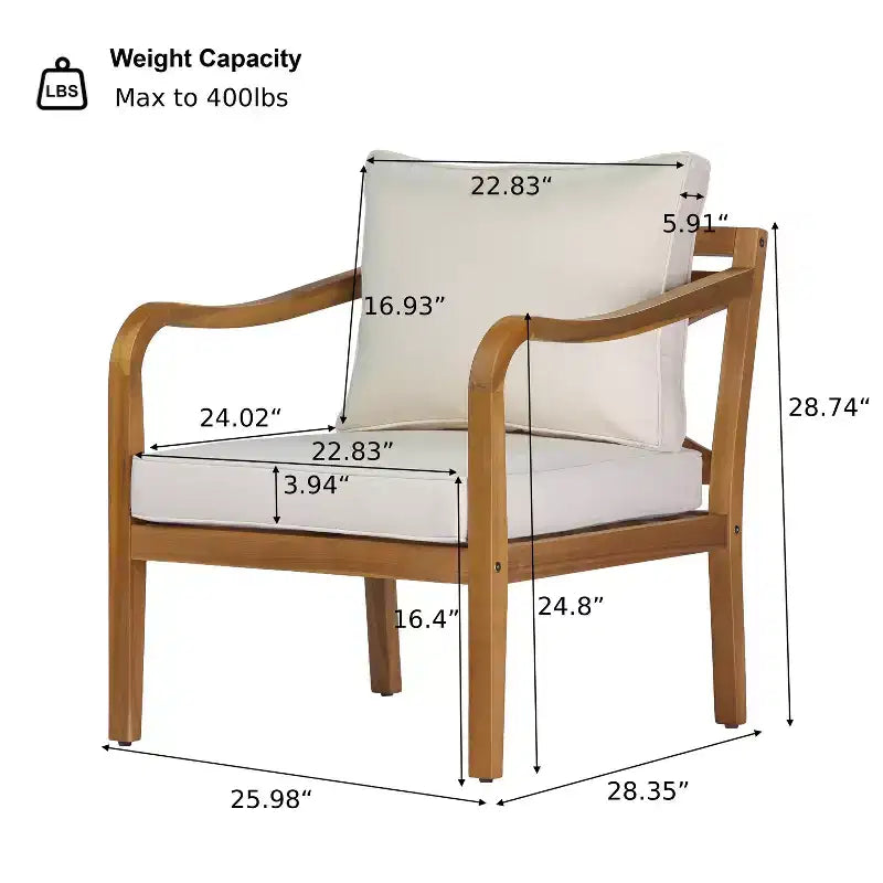 Christopher Knight Home Salma Set da 5 Pezzi Moderno da Giardino con Sedute in Legno di Acacia, Tavolo a Doghe e Cuscini