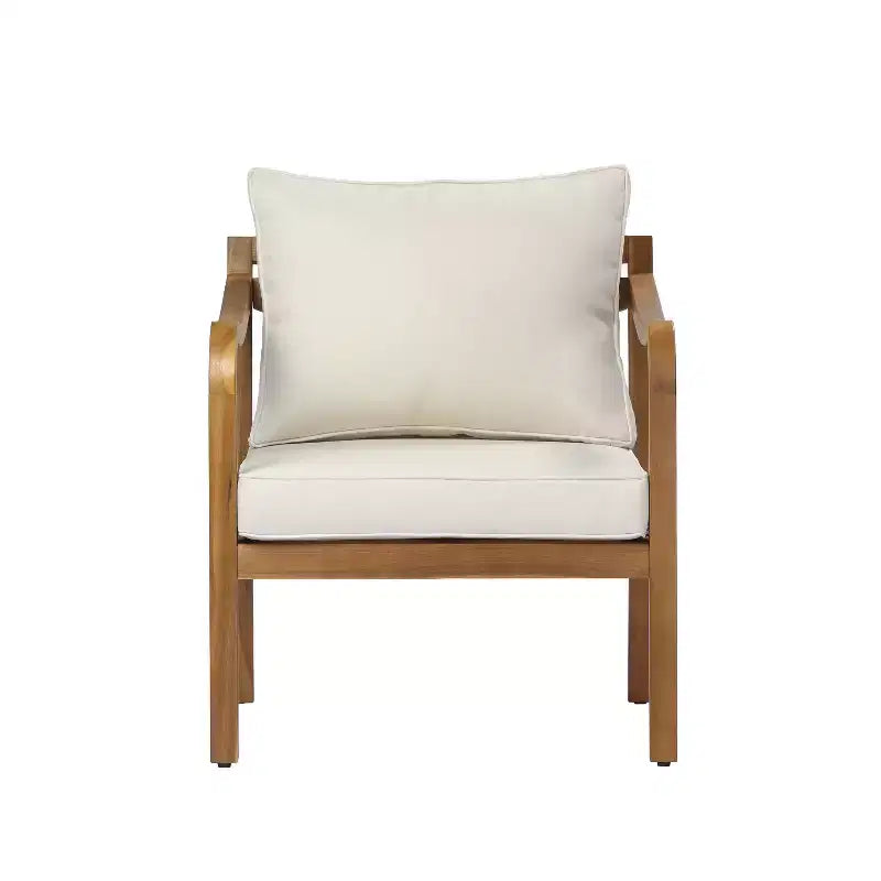 Christopher Knight Home Salma Set da 5 Pezzi Moderno da Giardino con Sedute in Legno di Acacia, Tavolo a Doghe e Cuscini