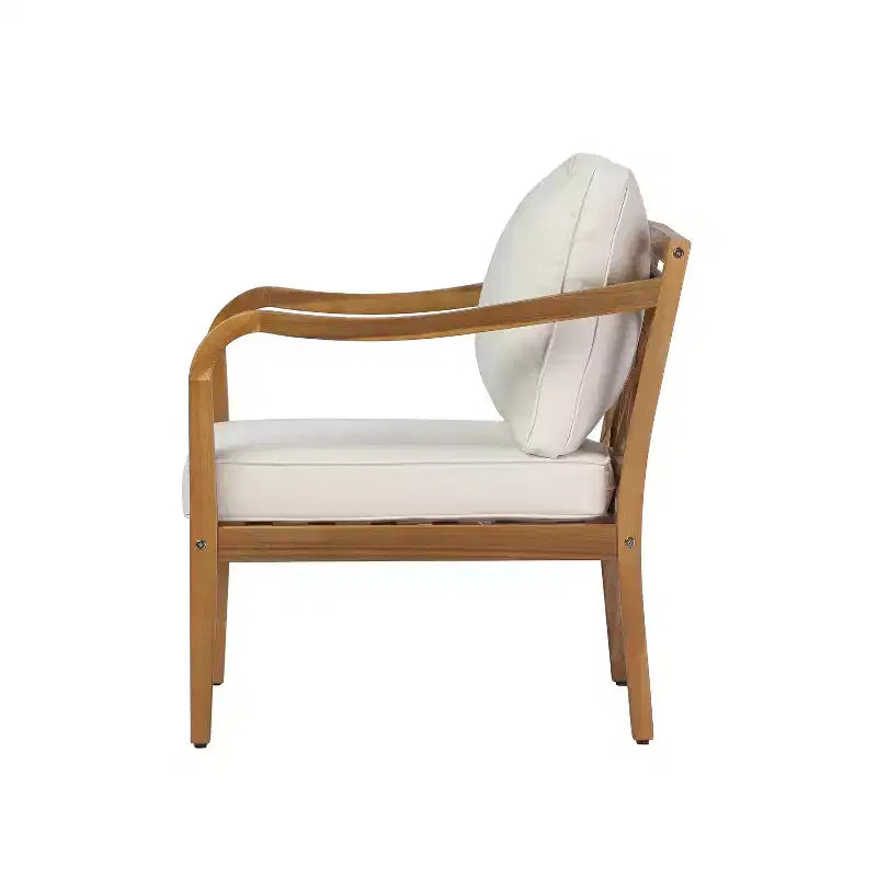 Christopher Knight Home Salma Set da 5 Pezzi Moderno da Giardino con Sedute in Legno di Acacia, Tavolo a Doghe e Cuscini