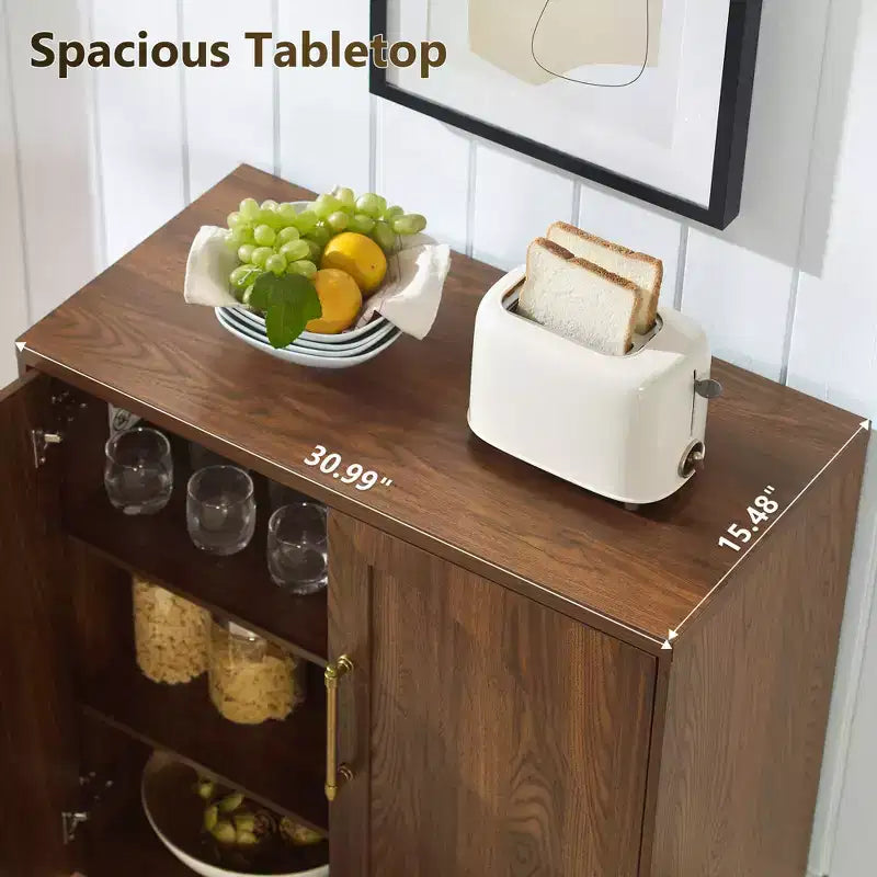 Madia Credenza con Mobile Contenitore, Armadietto d'Accento con Ripiano Regolabile, Tavolo Consolle in Legno per Caffè per Cucina, Soggiorno