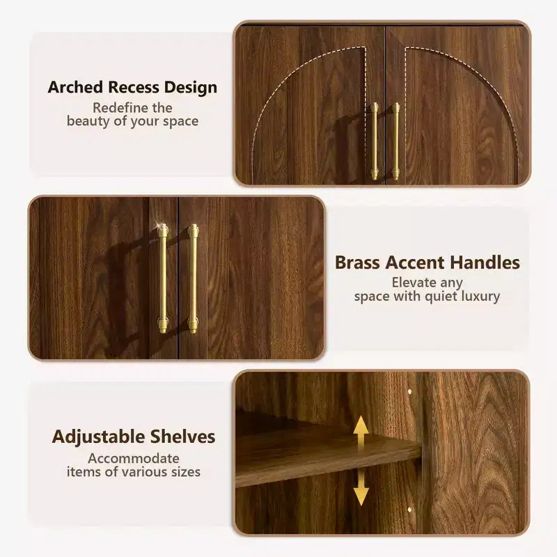 Madia Credenza con Mobile Contenitore, Armadietto d'Accento con Ripiano Regolabile, Tavolo Consolle in Legno per Caffè per Cucina, Soggiorno