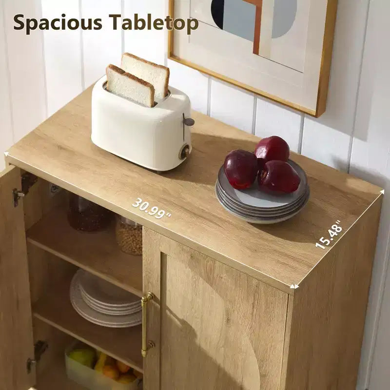 Madia Credenza con Mobile Contenitore, Armadietto d'Accento con Ripiano Regolabile, Tavolo Consolle in Legno per Caffè per Cucina, Soggiorno