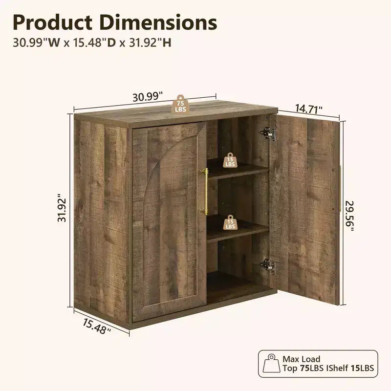 Madia Credenza con Mobile Contenitore, Armadietto d'Accento con Ripiano Regolabile, Tavolo Consolle in Legno per Caffè per Cucina, Soggiorno