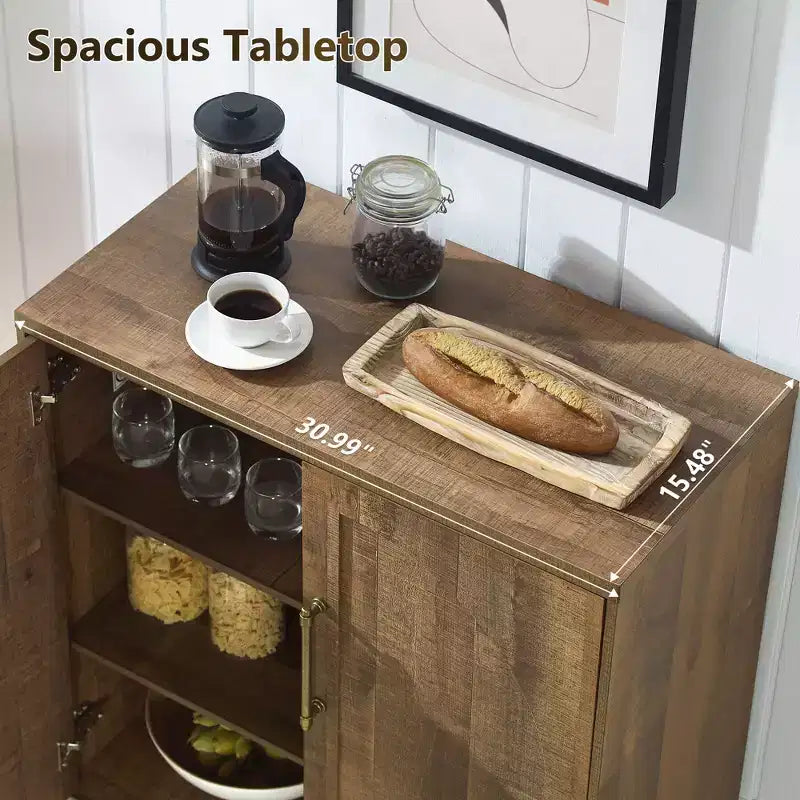 Madia Credenza con Mobile Contenitore, Armadietto d'Accento con Ripiano Regolabile, Tavolo Consolle in Legno per Caffè per Cucina, Soggiorno