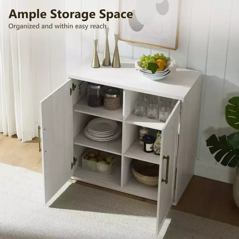 Madia Credenza con Mobile Contenitore, Armadietto d'Accento con Ripiano Regolabile, Tavolo Consolle in Legno per Caffè per Cucina, Soggiorno