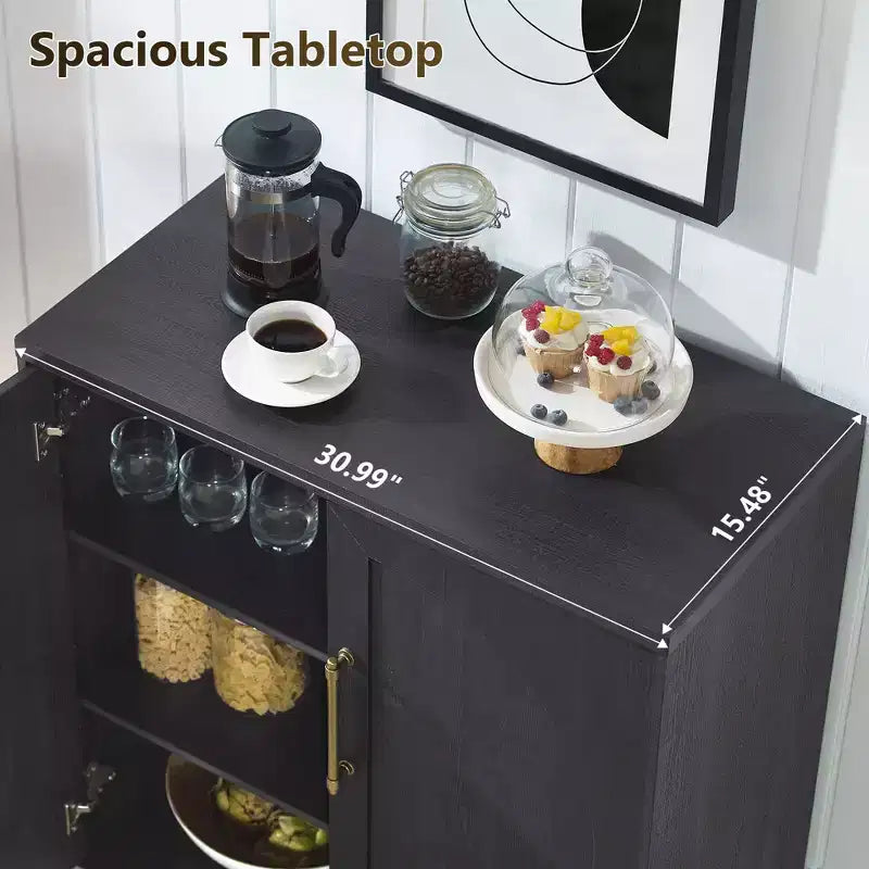 Madia Credenza con Mobile Contenitore, Armadietto d'Accento con Ripiano Regolabile, Tavolo Consolle in Legno per Caffè per Cucina, Soggiorno