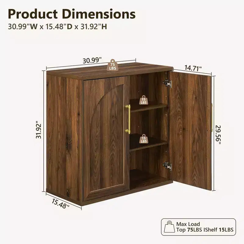 Madia Credenza con Mobile Contenitore, Armadietto d'Accento con Ripiano Regolabile, Tavolo Consolle in Legno per Caffè per Cucina, Soggiorno