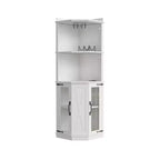Meuble Bar d'angle Whisen Farmhouse avec rangement pour le vin, Buffet Multifonctionnel pour Café