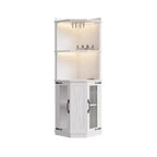 Meuble Bar d'angle Whisen Farmhouse avec rangement pour le vin, Buffet Multifonctionnel pour Café