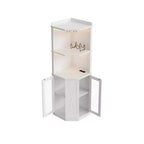 Meuble Bar d'angle Whisen Farmhouse avec rangement pour le vin, Buffet Multifonctionnel pour Café