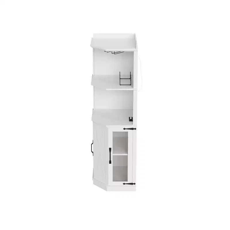 Meuble Bar d'angle Whisen Farmhouse avec rangement pour le vin, Buffet Multifonctionnel pour Café