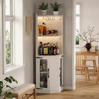 Meuble Bar d'angle Whisen Farmhouse avec rangement pour le vin, Buffet Multifonctionnel pour Café