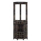 Meuble Bar d'angle Whisen Farmhouse avec rangement pour le vin, Buffet Multifonctionnel pour Café