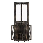 Meuble Bar d'angle Whisen Farmhouse avec rangement pour le vin, Buffet Multifonctionnel pour Café