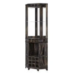 Meuble Bar d'angle Whisen Farmhouse avec rangement pour le vin, Buffet Multifonctionnel pour Café