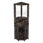 Meuble Bar d'angle Whisen Farmhouse avec rangement pour le vin, Buffet Multifonctionnel pour Café