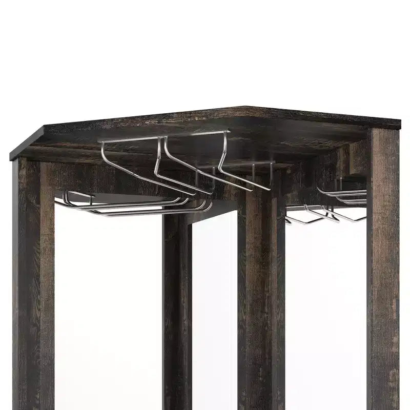 Meuble Bar d'angle Whisen Farmhouse avec rangement pour le vin, Buffet Multifonctionnel pour Café
