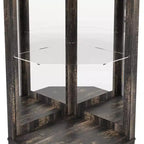 Meuble Bar d'angle Whisen Farmhouse avec rangement pour le vin, Buffet Multifonctionnel pour Café