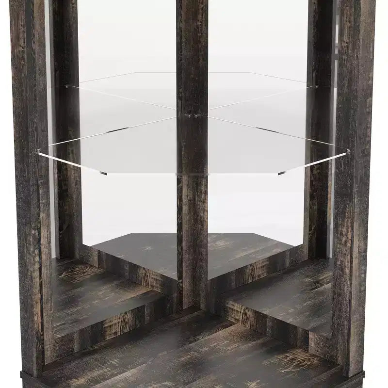 Meuble Bar d'angle Whisen Farmhouse avec rangement pour le vin, Buffet Multifonctionnel pour Café